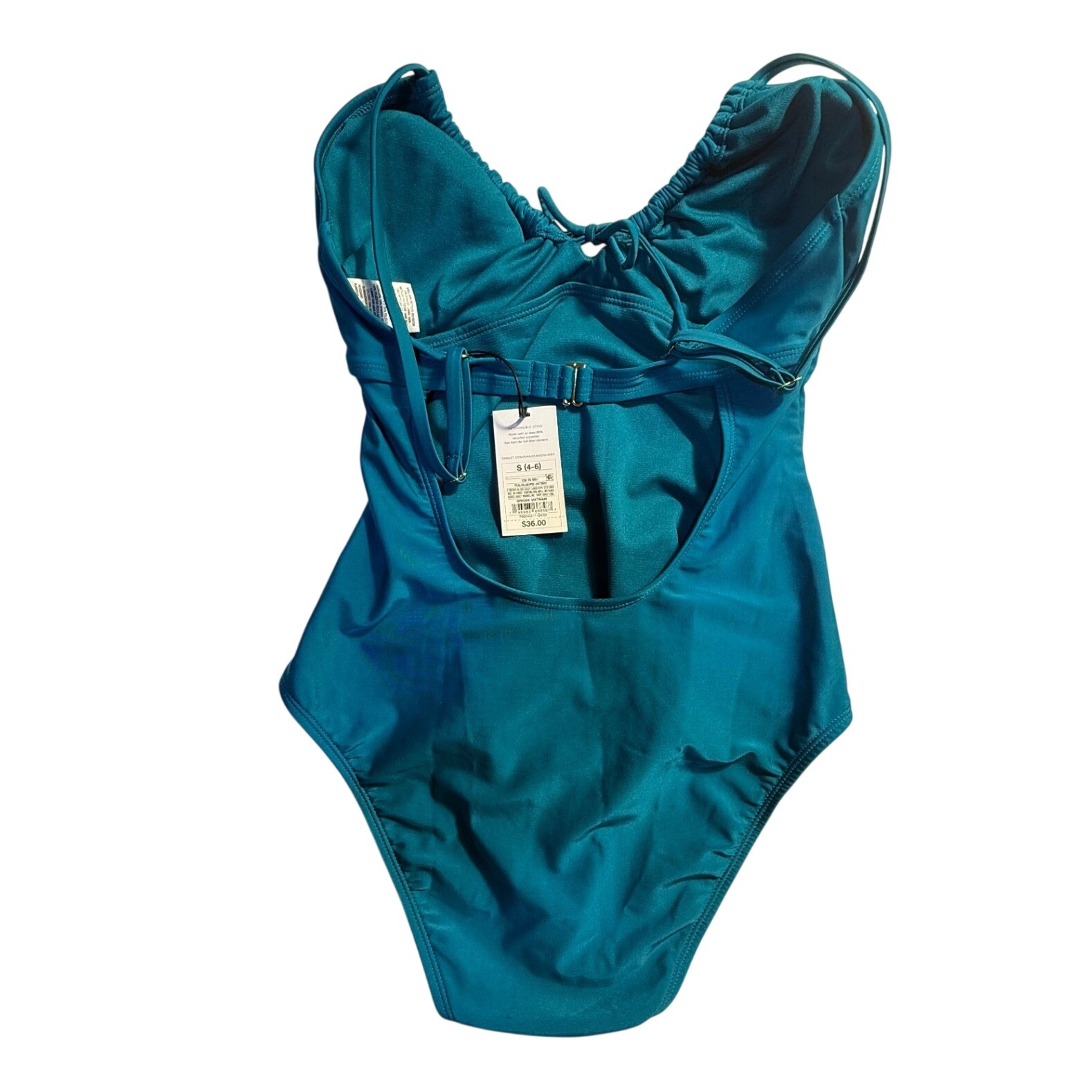 Shade & Shore Womens Teal Blue Cinched One Piece Swimsuit Size S 4-6 Nwt — image 2 of 7